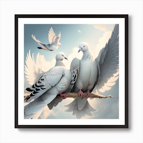 Doves In The Sky 1 Art Print