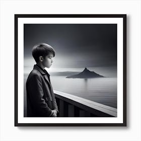 Boy Looking At The Ocean Art Print