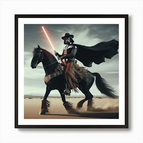 Darth Vader Cowboy Riding A Horse Star Wars Art Print Art Print