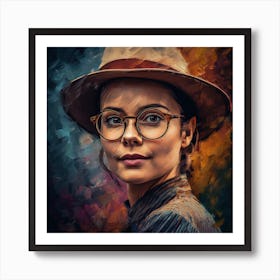 Portrait Of A Woman With Glasses Art Print