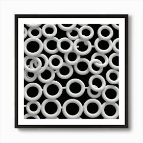 White Circles On Black Background 1 Art Print