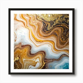 Abstract Gold And Brown Marble Art Print