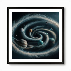 Spiral Galaxy With Planets 3 Art Print