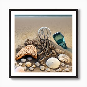 Sea Shells In The Sand 1 Art Print