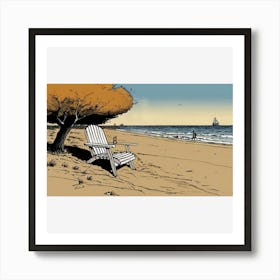 Adirondack Chair On The Beach Art Print
