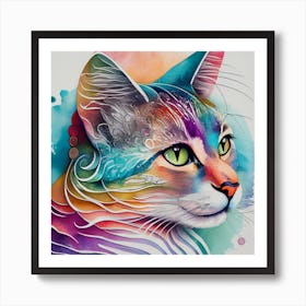 Colorful Cat Art Print