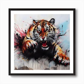 Tiger Splash Color 1 Art Print