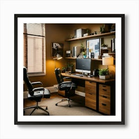 A Photo Of A Professional Office With A Desk And A (1) Art Print