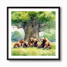 Family Of Brown Bears Art Print