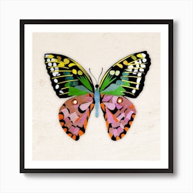 Butterfly In Green And Purple Art Print