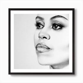 Michelle Obama Pencil Minimal Drawing Black and White  Art Print