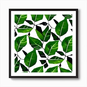 Seamless Pattern With Green Leaves Art Print