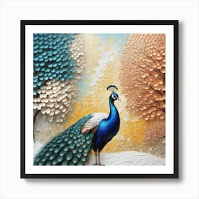 Paper art peacock 1 Art Print