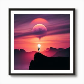 Man Standing On Cliff Art Print