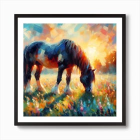 Horse nature Impressionism 1 Art Print