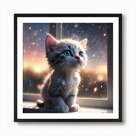 Kitten In The Window Art Print