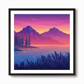 Landscape At Sunset Art Print