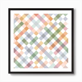 Gingham Checker Cottage Summer Square Art Print