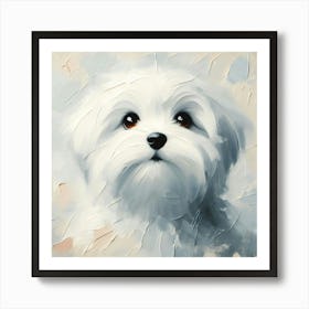 Adorable Maltese Dog Oil Painting 3 Art Print