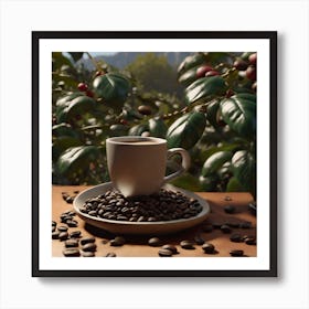 Coffee Cup With Coffee Beans 5 Art Print