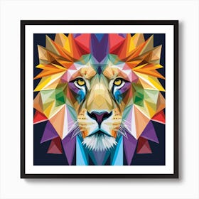 Geometric Lion Head Art Print