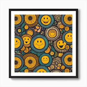 Smiley Faces Pattern Art Print