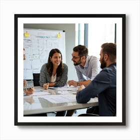 Business Strategy Meeting In Action With A Diverse Group Of Four Adults Two Women And Two Men Stra 2 1 Art Print