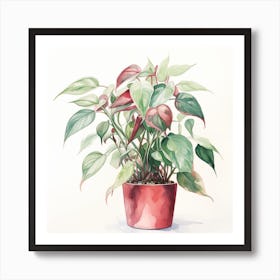 Red Potted Plant Art Print