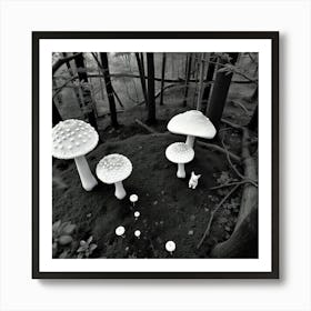 Mushrooms In The Woods Art Print