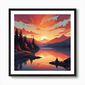 Sunset By The Lake 2 Art Print