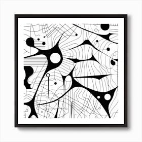 Doodles In Black And White Line Art 6 Art Print