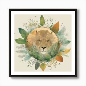 Lion In The Forest Art Print