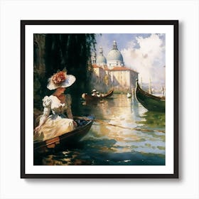 Venice Gondola Water Color Art Print