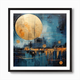 Moon And Stars Art Print