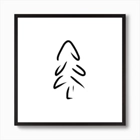 Line Art Fir Tree Art Print