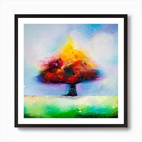 Lonely tree Original Oil painting by Liubov Kuptsova Art Print