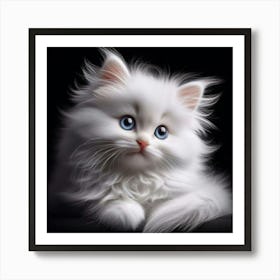 White Cat With Blue Eyes 3 Art Print