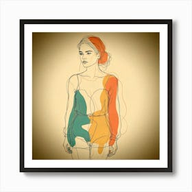 Woman In A Colorful Dress Art Print