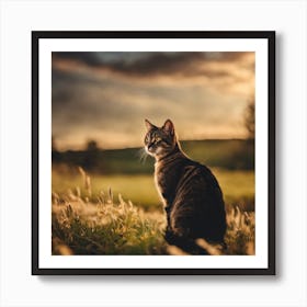 Sunset Cat Art Print