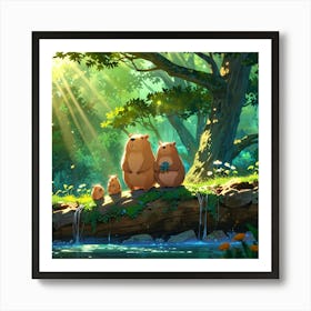 Two Charming Capybaras Wall Art decoration Póster