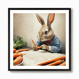 Rabbit Writing 15 Art Print