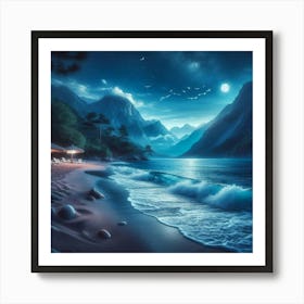 Night At The Beach 2 Art Print