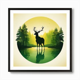 Deer silhouette 4 Art Print