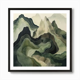 Japanese Watercolour Of Mount Kinpu 3 Art Print