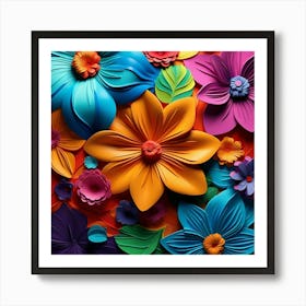 Paper Flowers Background 1 Art Print