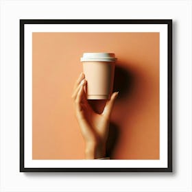 Hand Holding A Paper Cup Art Print