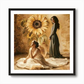 A Captivating Indoor Scene Featuring Two Women Art Print