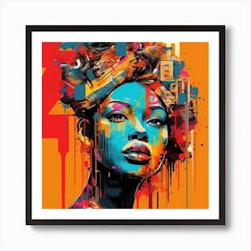 Woman With Colorful Hair Art Print