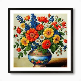 Antique Flowers 30x30in 9000x9000px 57 Art Print