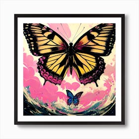 Butterfly And Hearts Art Print